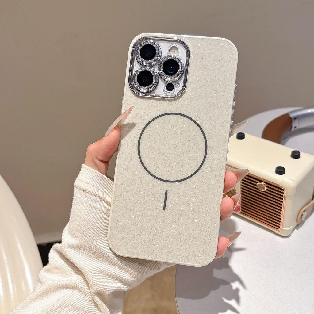 Glitter Powder Thin Circle Magnetic Suction Case Suitable for Apple 16e Mobile Phone Case IPhone 15 Anti Fall and Scratch Proof All Inclusive Soft