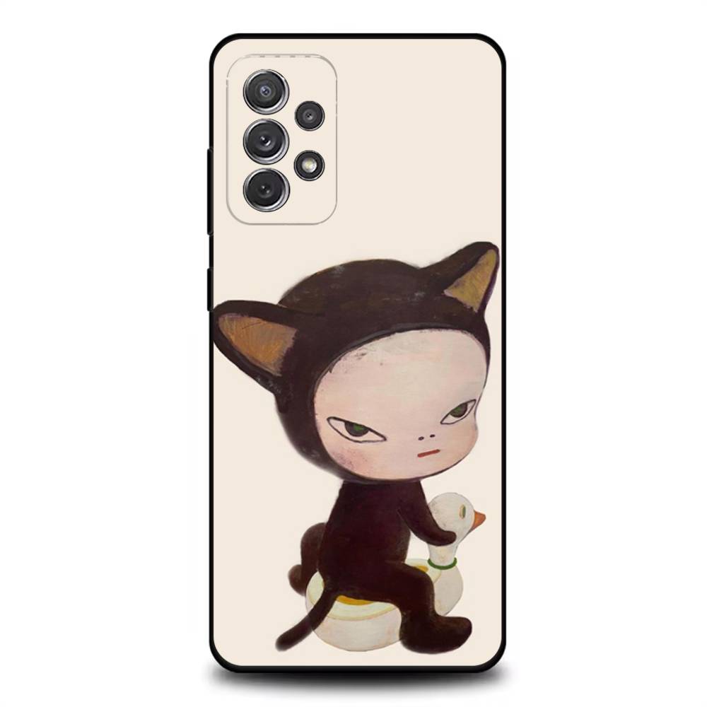 Y-Yoshitomos Art N-Nara Phone Case For Samsung S 25,24,23,22,30,21,10,9,Ultra,Plus,Lite,FE,4,5G Black Soft Case