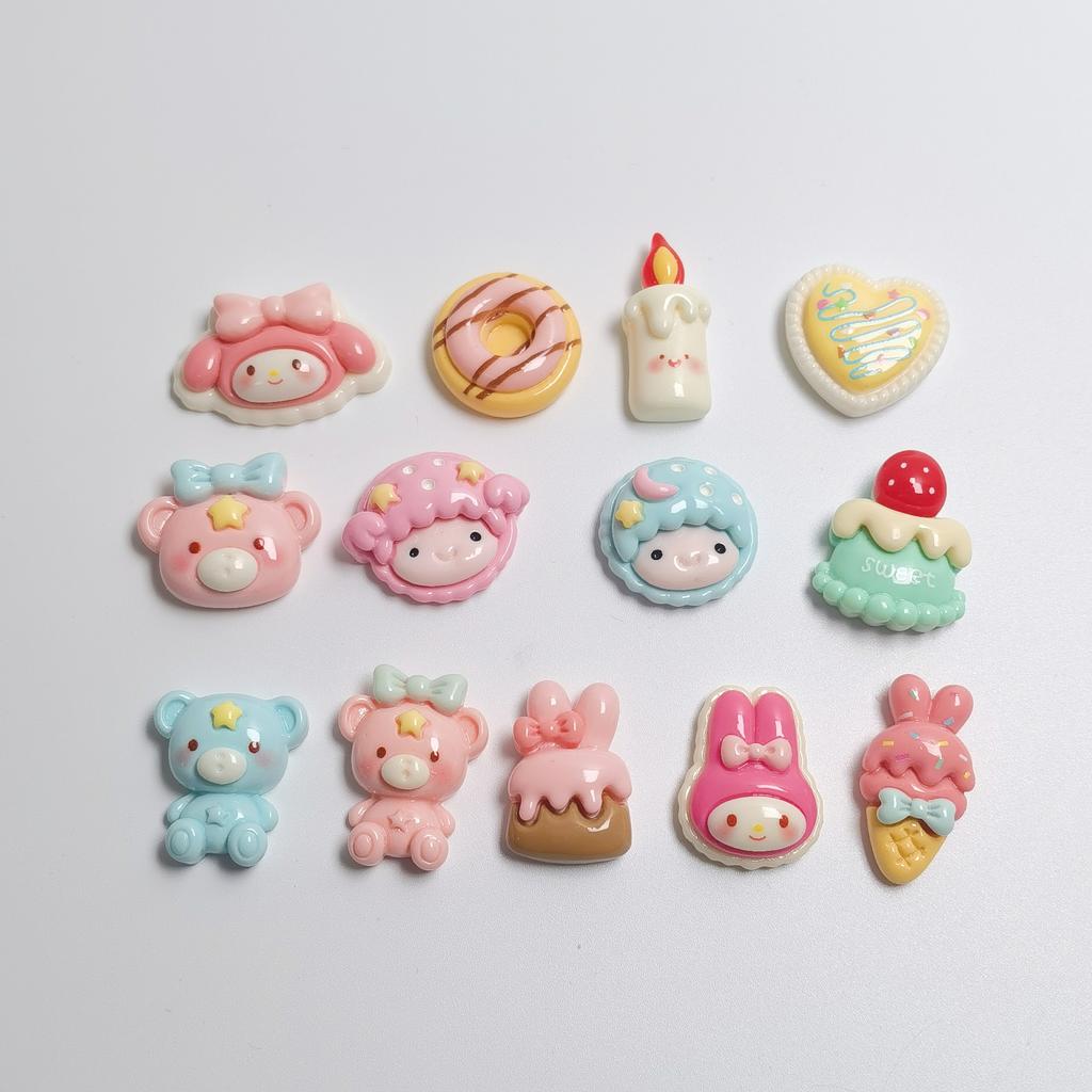 100 Pieces Sweet Cartoon Animals Bear Rabbit Cabochons Flatback Embellishments Charms for DIY Jewelry Craft Accessories