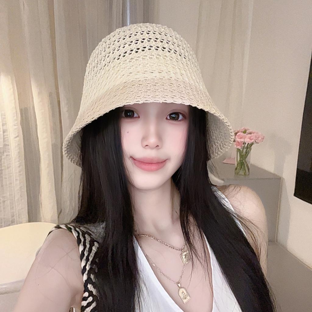 Hollow Fisherman's Hat Children's Summer Outdoor Sunshade Sunscreen Bucket Hat, New Face-showing Small Sun Hat