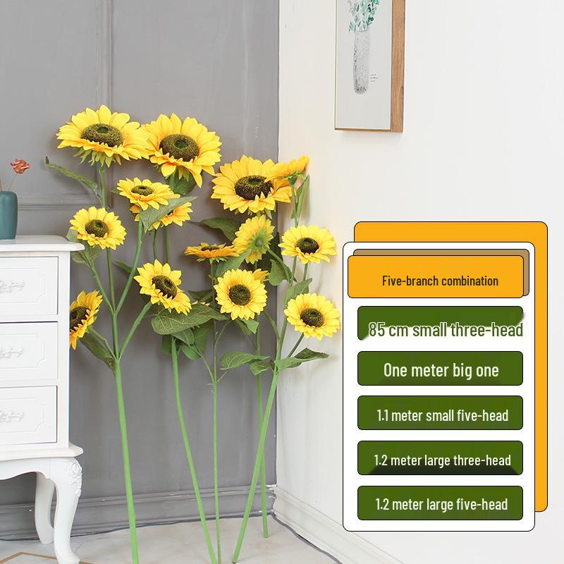 Large High Branch Sunflower Artificial Flower Bouquet for Living Room Decoration