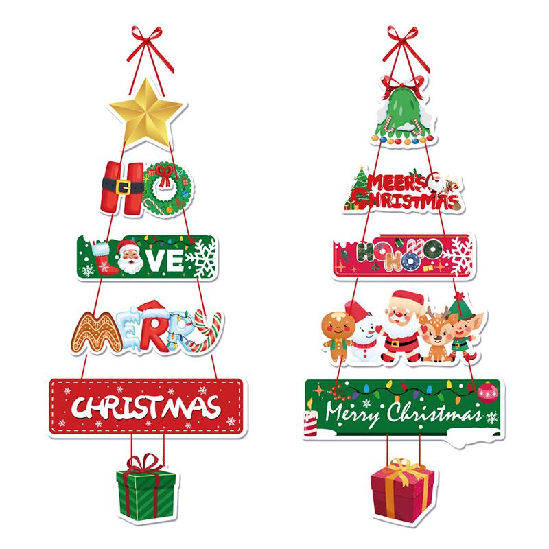 Christmas Porch Door Hanging Banner Christmas Paper Door Decorative Flags Xmas Welcome Sign For  Year Porch Door Banner