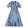 Shirt Chiffon Dress Summer Waist-Cinching Slimming Temperament Mature-Casual Style French Mid-Length Skirt Trendy