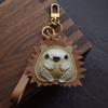 Healing Hedgehog Original Design Handmade Leather Car Key Bag Pendant Cute Female Simple Gift Keychain