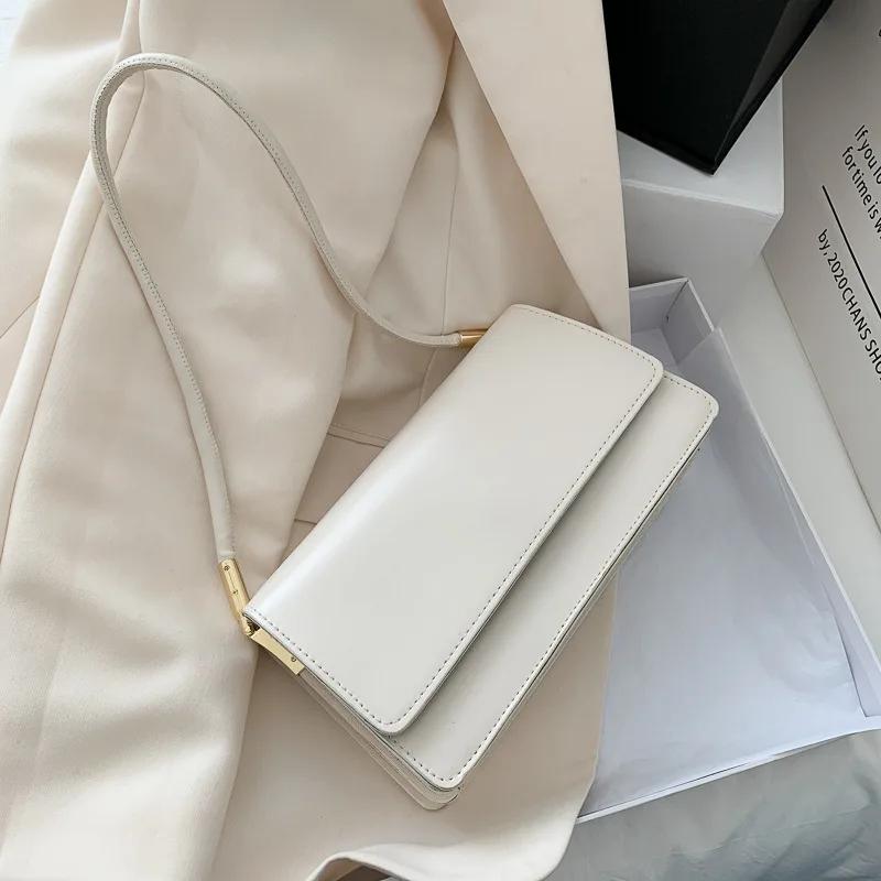 Fashionable Women Shoulder Bag PU Leather Armpit Handbag Casual Small Square Purse for Ladies Stylish Solid Color Crossbody Bag