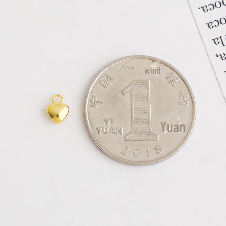 Gold-Plated S925 Sterling Silver Heart Pendant DIY Pearl Necklace/Bracelet Accessory