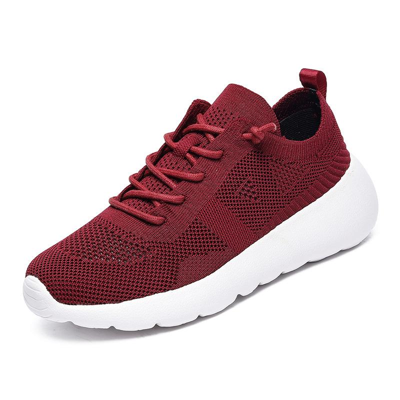 

2025 lace-up fly-woven sneakers for men and women, breathable and lightweight couple running shoes, high elastic platform mesh shoes, commuter shoes 40