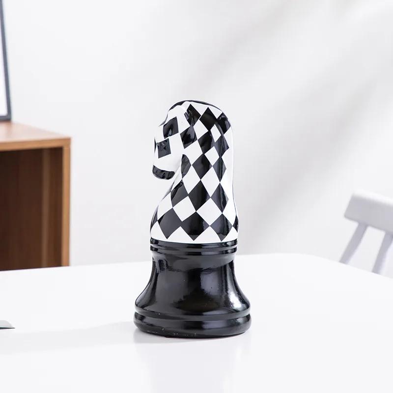 Ceramic Chess Black and White Checkered Chess Ornament Creative Soft Decoration Home Decoration Model Room Home Furnishing Decor
