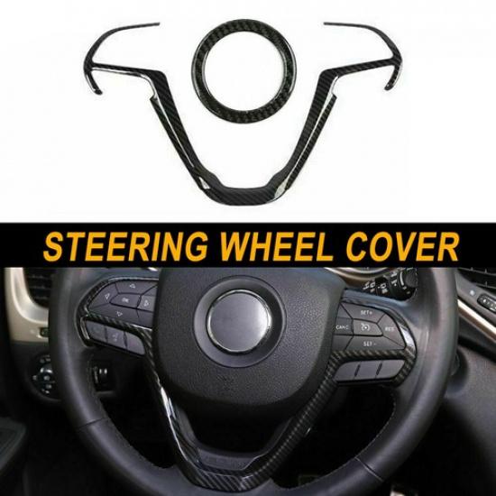 

Carbon Fiber Steering Wheel Cover Trim Kit For Jeep CherokeeGrand Cherokee14-20