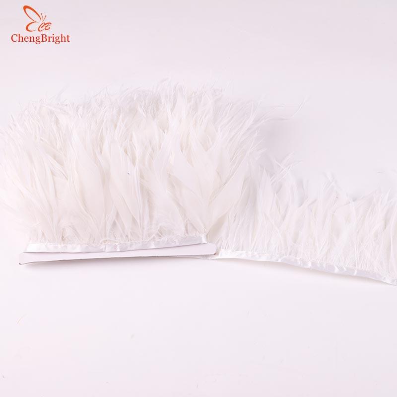 Feather New 50CM White Natural Goose Feather Ostrich Feather Ribbon Mix Ribbon Feathers Trim Fringe Clothing Sewing Decoration
