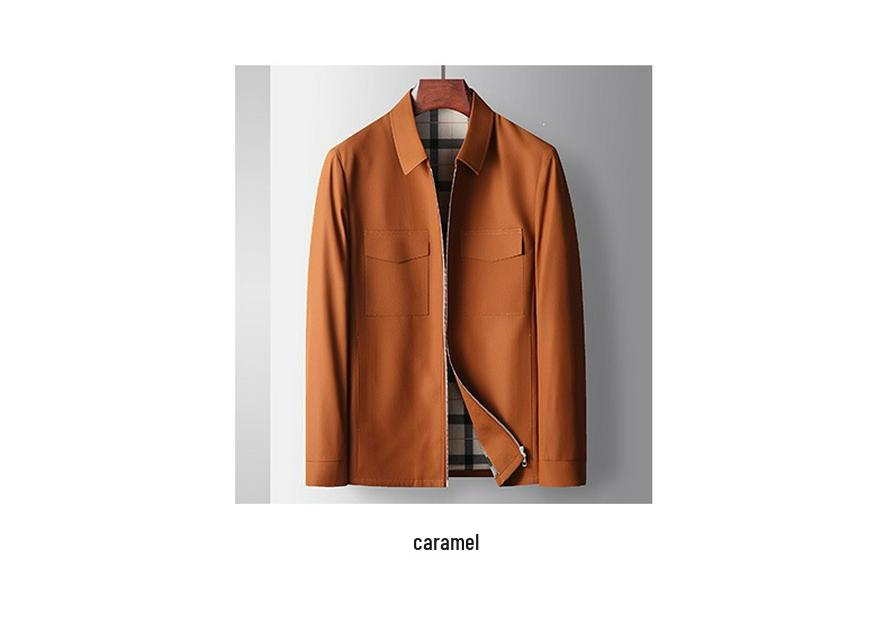 Men's Lapel Zipper Workwear Jacket - 2026 Spring/Autumn Light Luxury Business Casual Outerwear