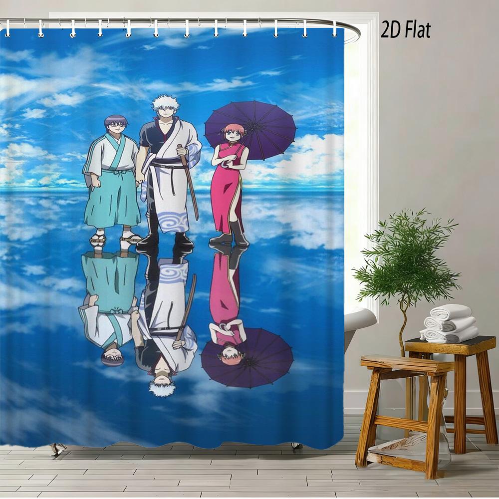 One Piece Luffy, Ace & Sabo Brothers Bond Fiery Scene 2D Print Waterproof Shower Curtain, Intense Flaming Background With Epic B