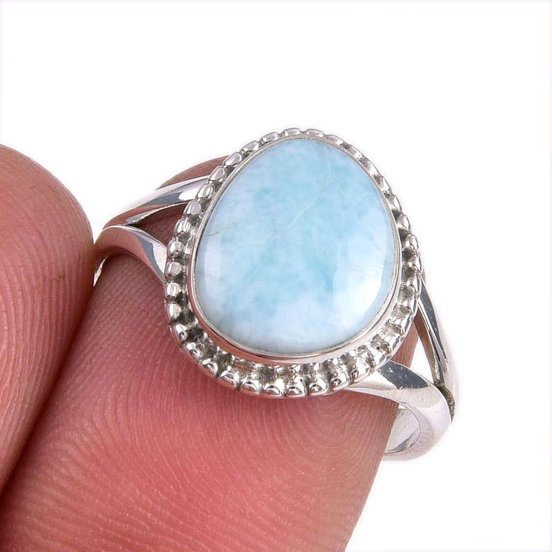 

Natural Republic Larimar Gemstone 925 Solid Silver Jewelry Ring Size 7.5 e3m36