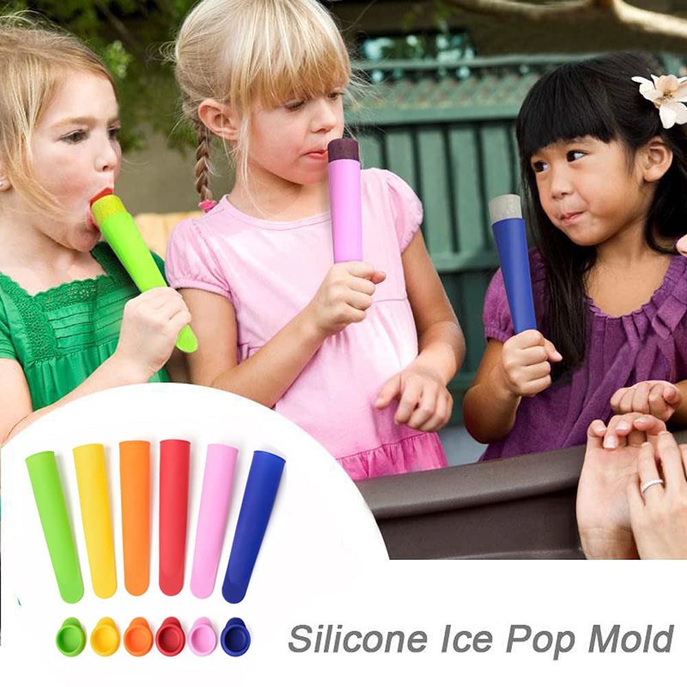Silicone Popsicle Molds Reusable Ice Pop Molds For Kids DIY Frozen Popsicle Maker BPA Free Popsicle Tubes with Yogurt Sticks