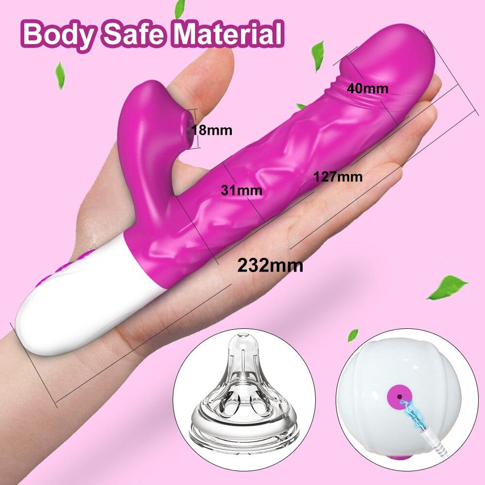 Automatic Telescopic Rotation G Spot Vibrator Women Clitoris Sucker Clitoral Stimulator Dildo Sex Toys
