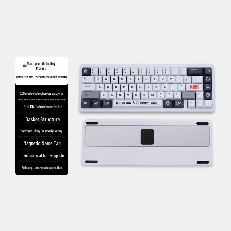 Ultra-Thin Bluetooth Mechanical Keyboard - Three-Axis Design, Office Gasket Structure, PBT Keycaps, Aluminum Build, Portable for Tablets