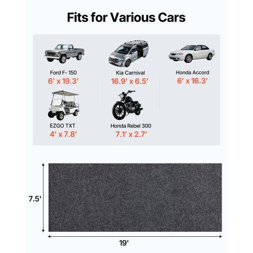 VEVOR Garage Floor Mat, 2.3 x 5.79 M Waterproof Protection from Water,Snow, Rain,Mud and Oil for Cars