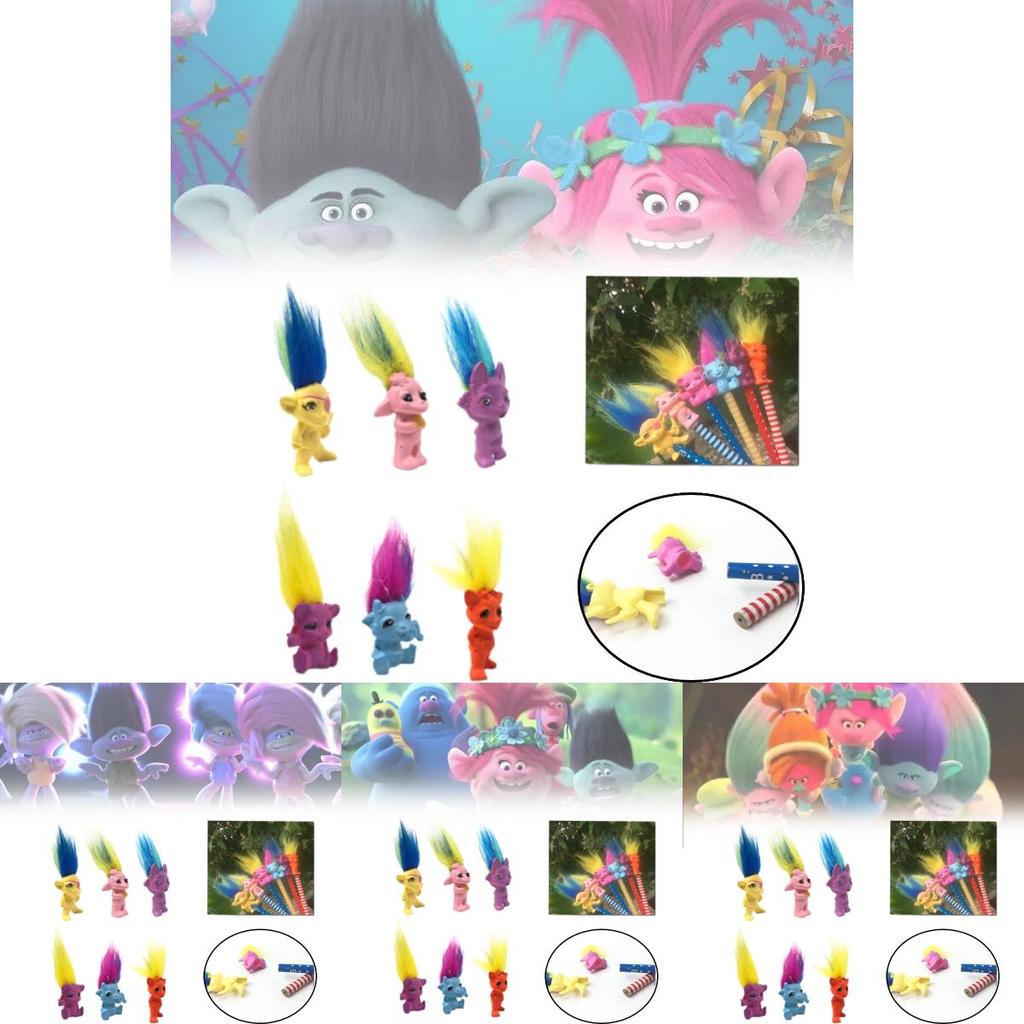 Boneca Troll de Plástico Adorável de Desenho Animado Com Cabelos Coloridos Brinquedo Colecionável Vintage