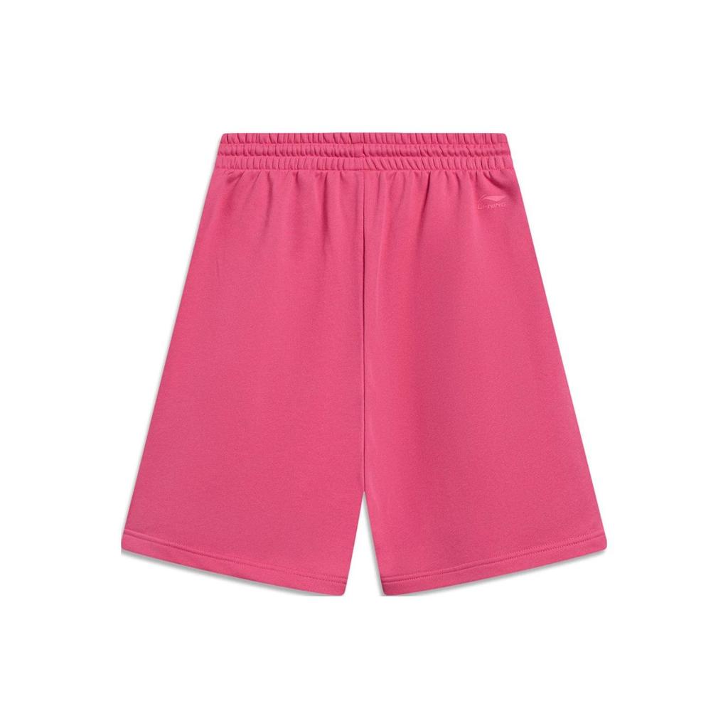 Li Ning X Disney Collaboration Series Anime Pattern Print Moisture-Wicking Loose Sports Shorts Women Shorts Raspberry-Red AKST646-3
