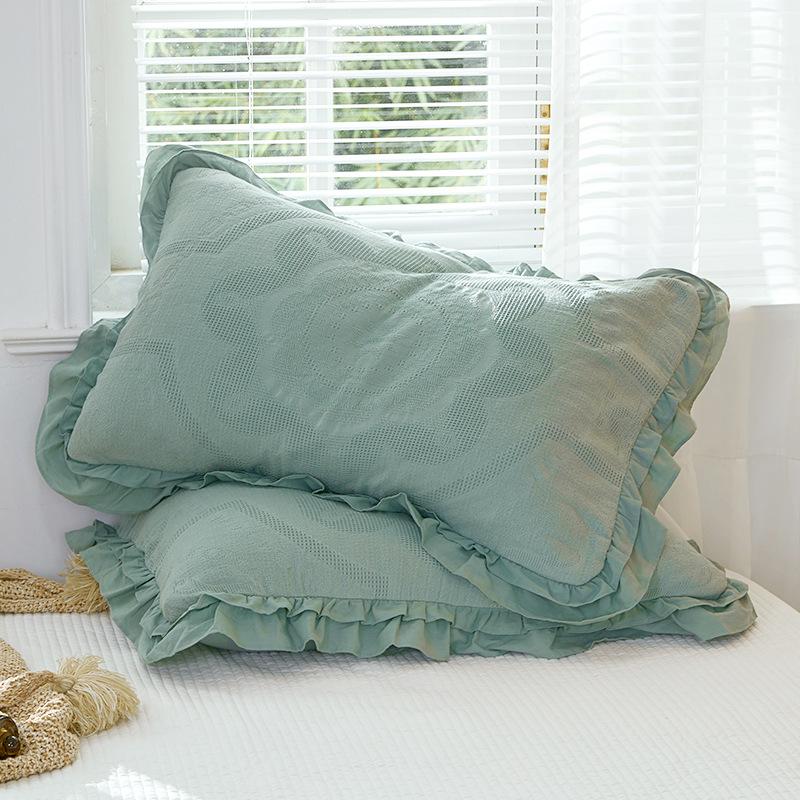 45x75cm Solid Color Cotton Pillowcase Adult Home Double-layer Lotus Leaf Lace Pillow Core Cover Enlarge Widen Fix The Non Displaced Pillow Covers