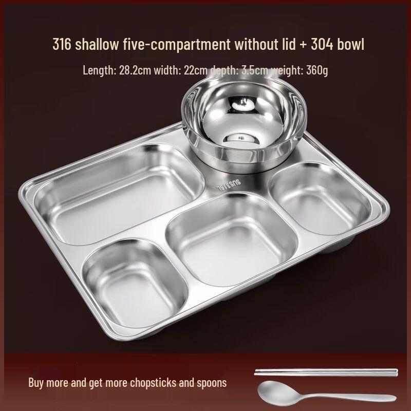 Stainless Steel Divided Lunch Plate