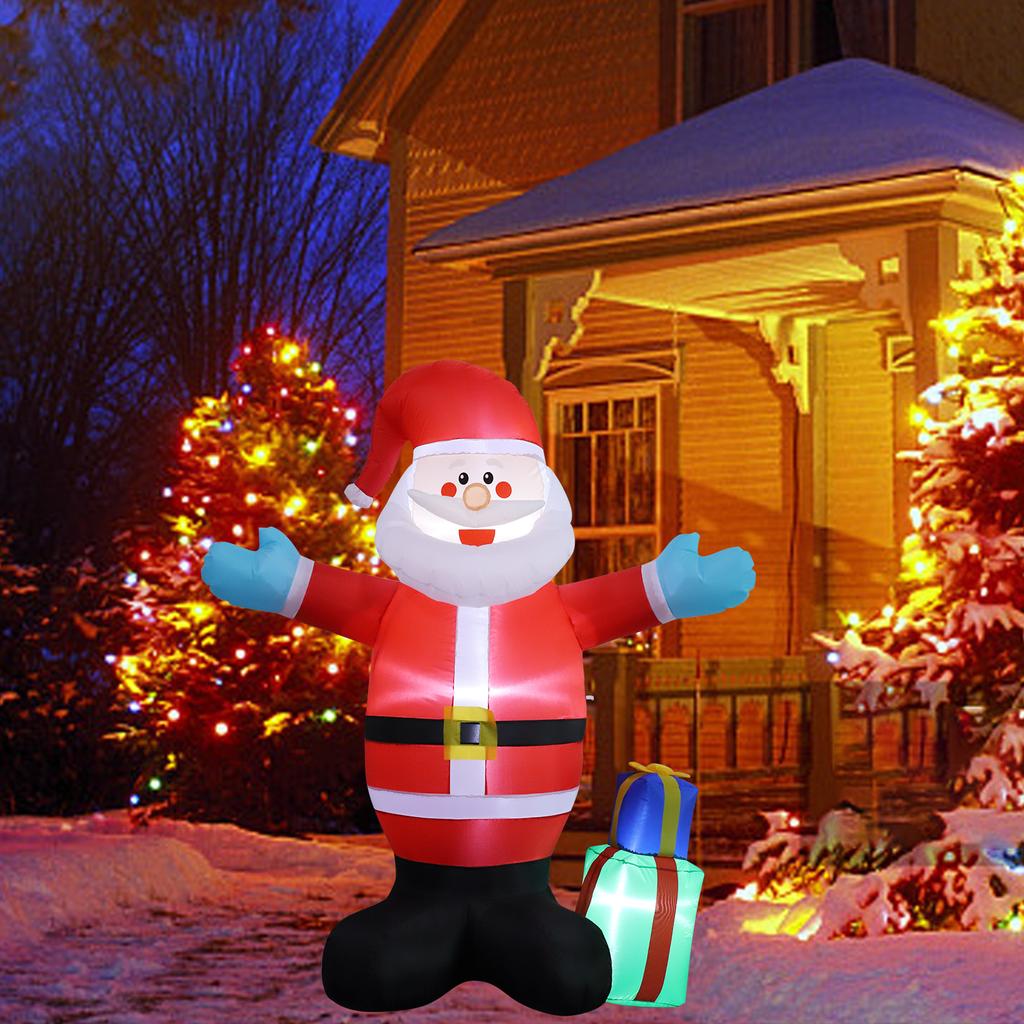 4.9FT LED Inflatable Xmas Yard Decor Giant Santa Claus Christmas Decoration Ornament Festive Christmas Supplies Holiday Toy Gift