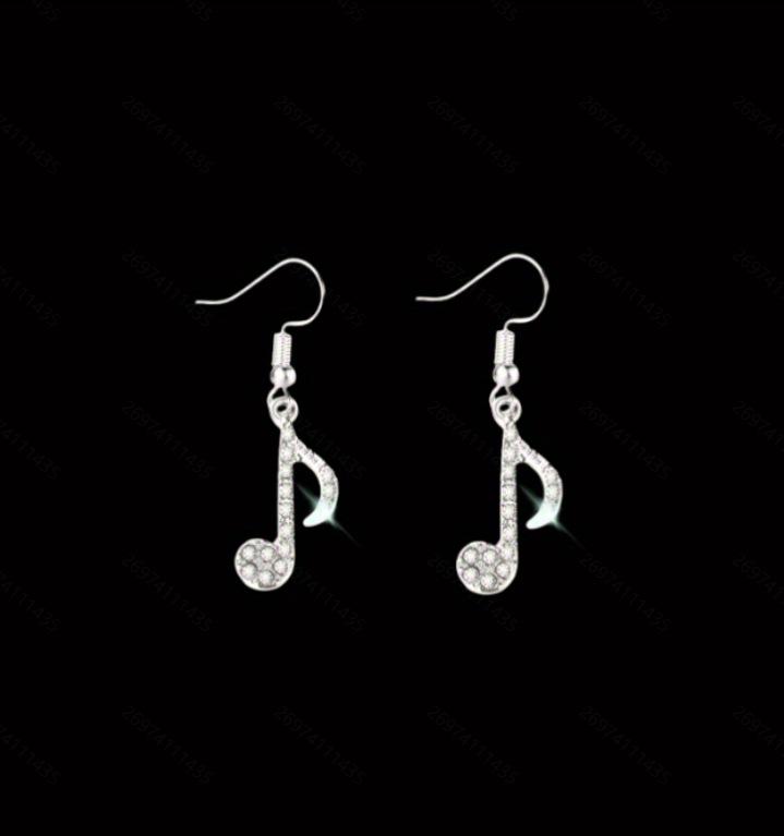 Elegant Crystal Asymmetric Note Earrings for Women - Popular Fashion Jewelry