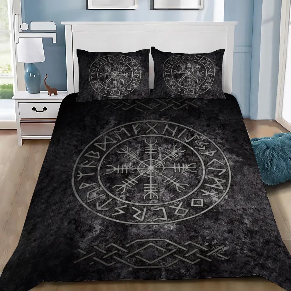 Viking Nordic Viking Mystical Symbol Duvet Cover Pillowcase Bedding Set Adult Boy Girl Bedroom Decoration Children Single Double