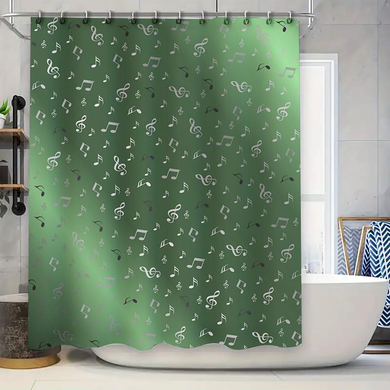 

Green Music Notes Shower Curtain Home Decor Waterproof Bathroom Decorative Backdrop 3D Printed Fabric Bath Mat X-Large Size (180 W60H190(CM)-1 Pcs
