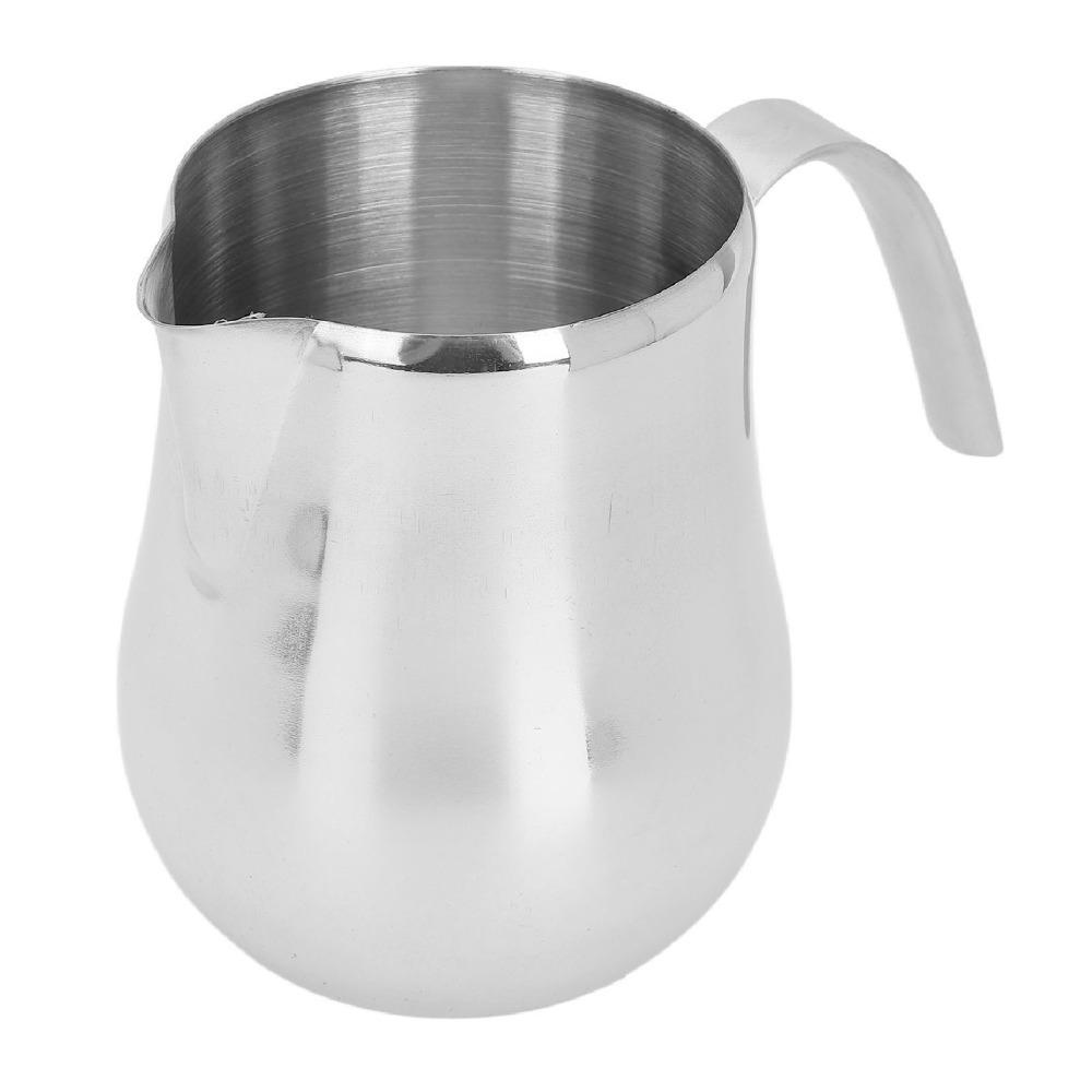 650ml Capacity Milk Frothing Pitcher With Handle Silver Coffee Milk Frothing Pitcher Stainless Steel Milk Frothing Jug