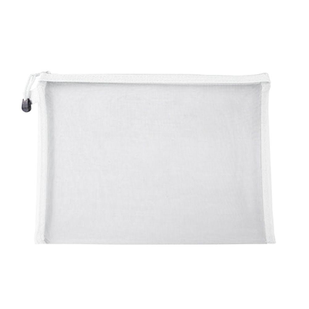 Paper Organizer Zipper Pencil Case Large Capacity Transparent Mesh File Folder Double Pocket