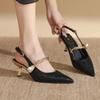 Fashion 2024 Shoes Female Slingbacks Women's High Heels Fashion Dress Pumps Women Pearl Print Pointed Toe Buckle Strap Thin Heels Sandal