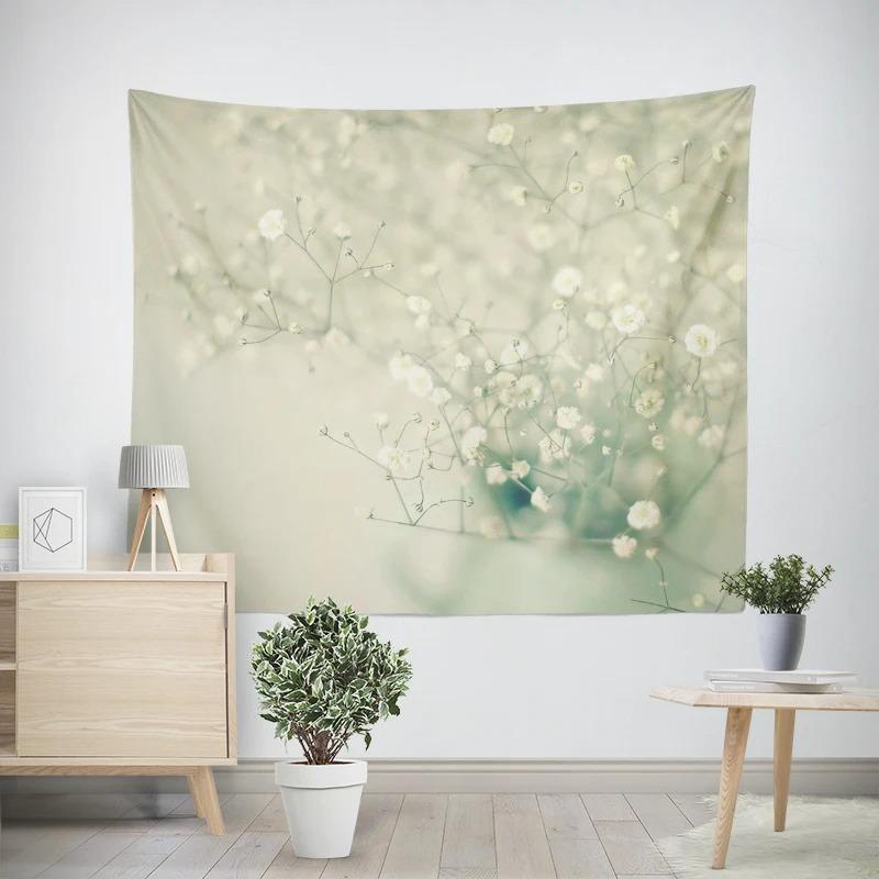 Aesthetic Bedroom Wall Modern Room Decoration Items Wall Hanging Art Large Fabric Tapestry Bohemian Retro Floral Leaves
