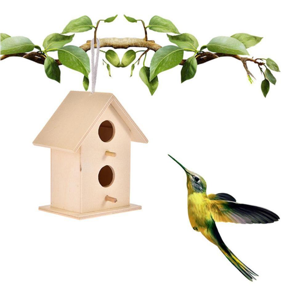 Wood Wooden Bird House Unique Design Outdoor Bird House Easy Hang Bird Nesting Box  Outdoor Garden