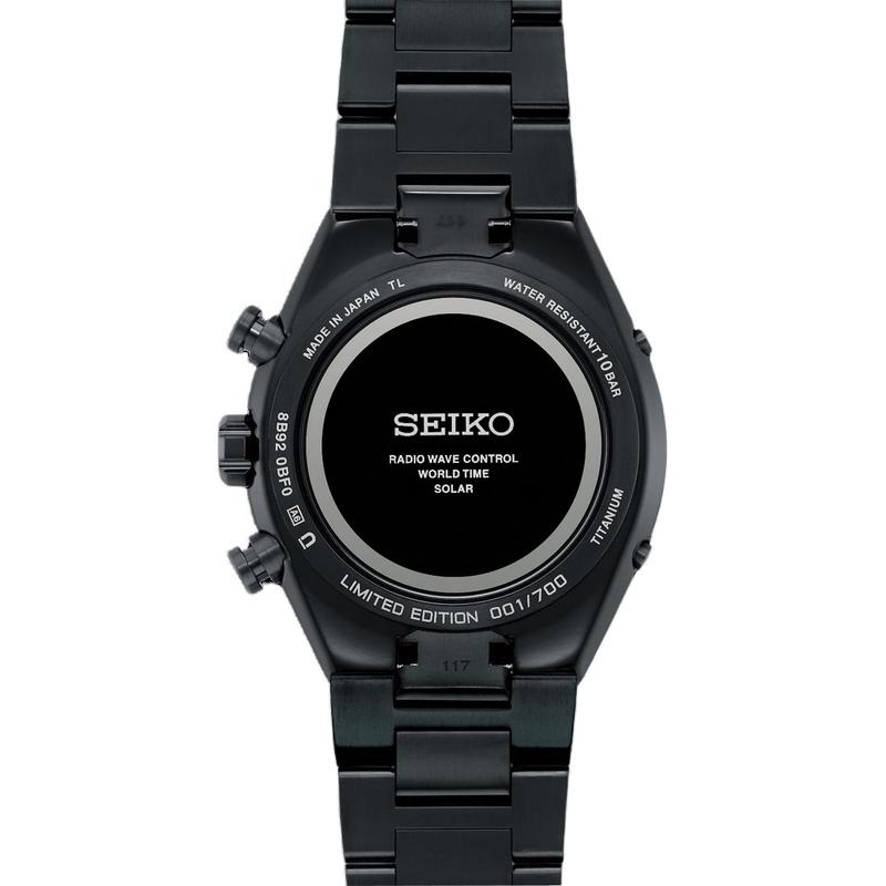 SEIKO Astron series 100 meters waterproof solar Quartz titanium strap 41.3mm men's watch blue dial SBXY105