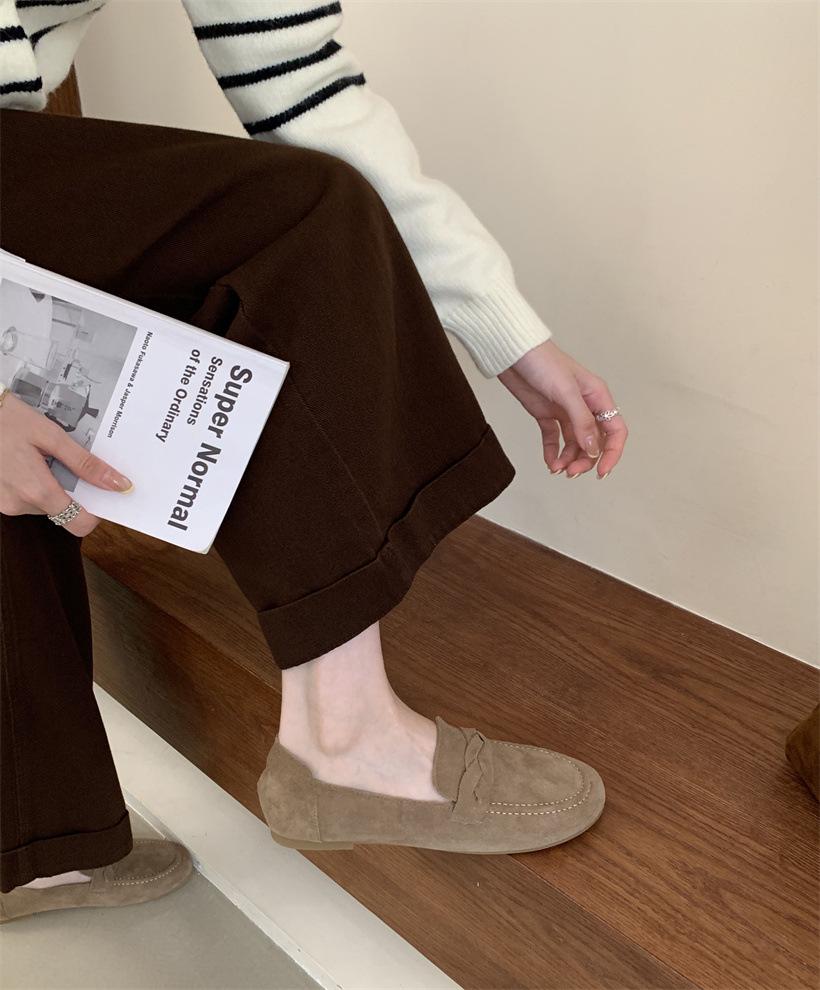 

Удобная ретро женская обувь Doudou обувь новая матовая на плоской подошве ленивые ноги лоферы на одном педале одинарная обувь женская для отдыха 40 верблюд