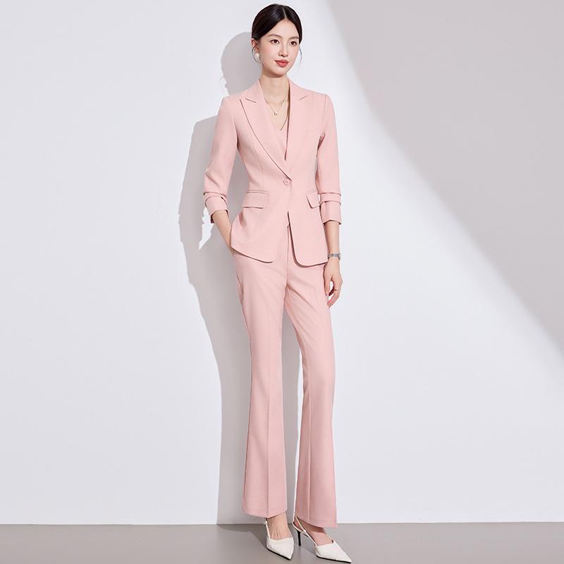 Women's High-End Pink Suit Set: 2025 Spring/Autumn Professional Vest for Management Workwear