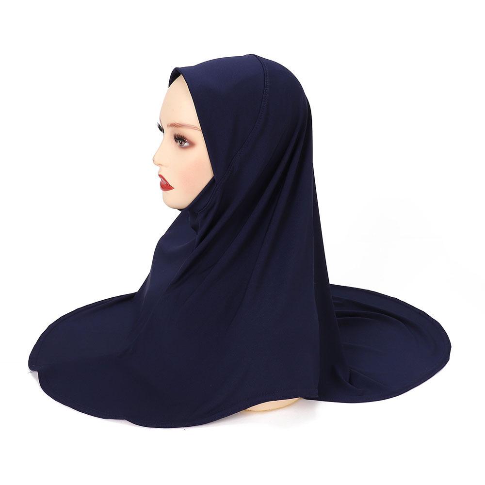 Malay Double Chin Undercap Muslim Women Solid Color Inner Scarf Islamic Instant Hijab Ladies Cap Crystal Hemp Bonnet Hat 80*55cm