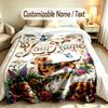 Floral Garden Theme Soft Blanket Personalized Custom Name Text Print Warm Blanket Home Sofa Bedroom Decor