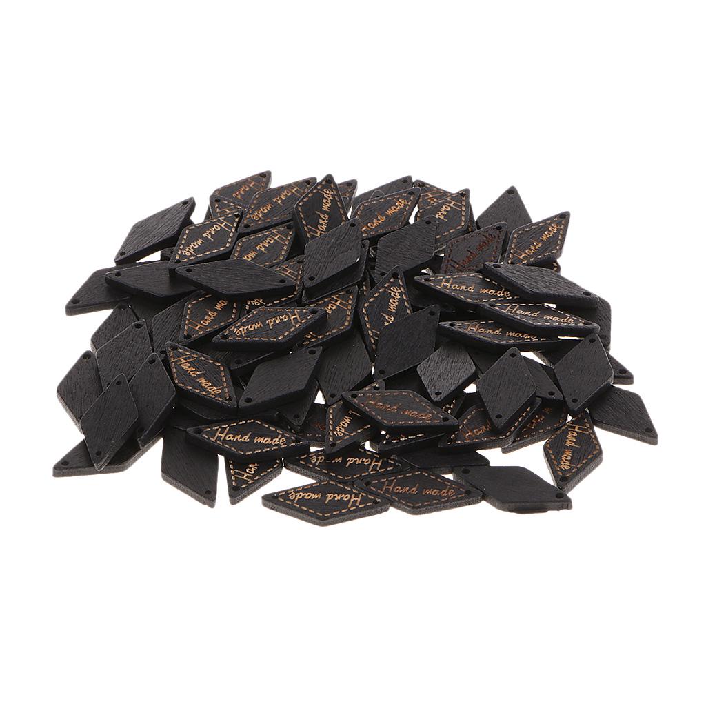 

100 шт., деревянные бирки ручной работы, пуговицы с 2 отверстиями, швейные принадлежности, белые 0.3cm чёрный