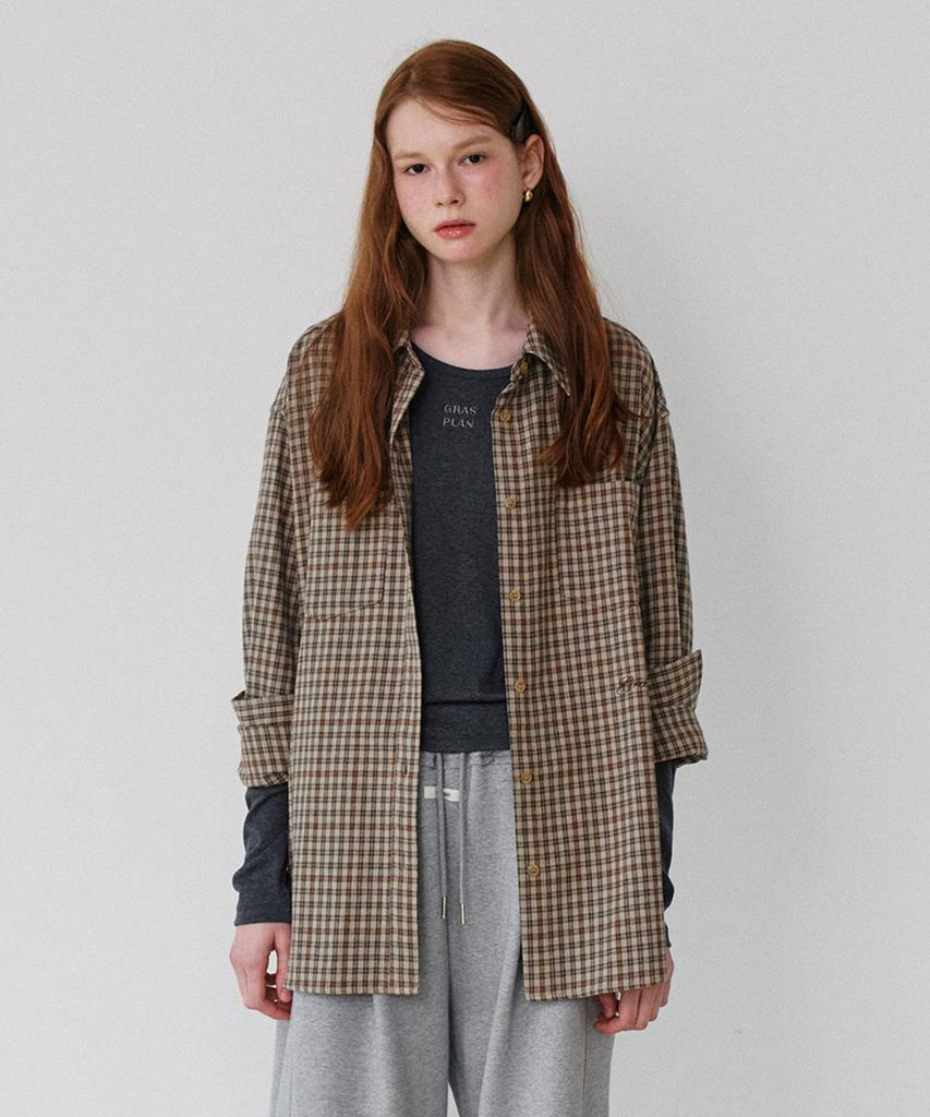 GRASPLAN Over Check Shirt_Brown
