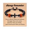 Baseball Basketball Football Soccer Gifts, Natural Stone Baseball Cross Prayer Bracelets for Teen Ideas with Message Gift Card