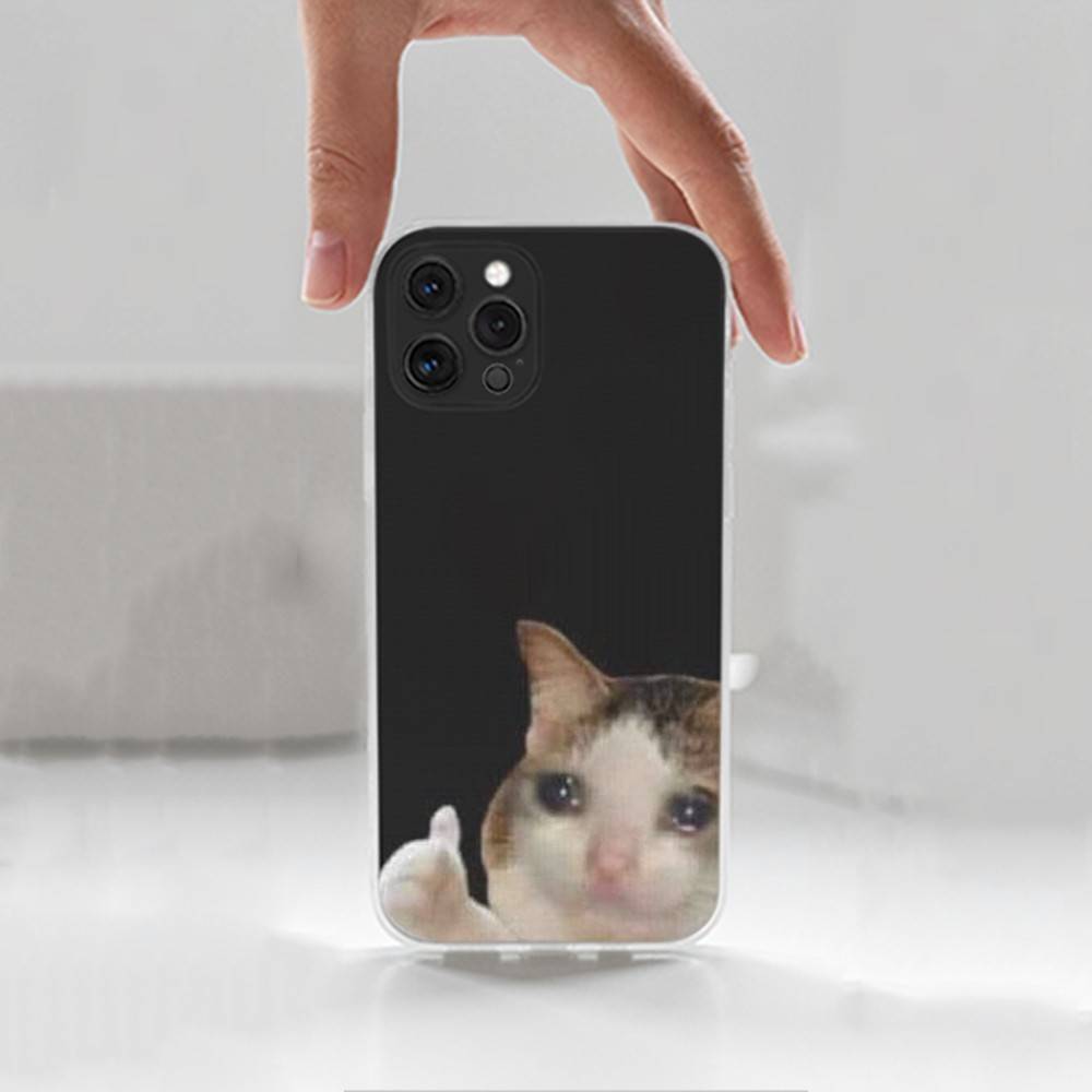 

Ctue Мемы Чехол для телефона с кошкой для iPhone 16,15,14,13,12,11 Plus,Pro,Max,XR,XS,X,7,8 Plus,SE,Mini,Прозрачный,Силиконовый чехол iPhone12