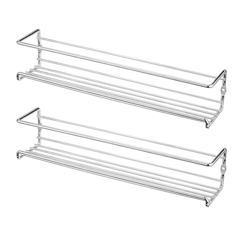 

2 шт., настенная полка-органайзер, однослойная подвесная стойка для хранения приправ и специй для дома, ресторана, кухни, ванной комнаты серебряный