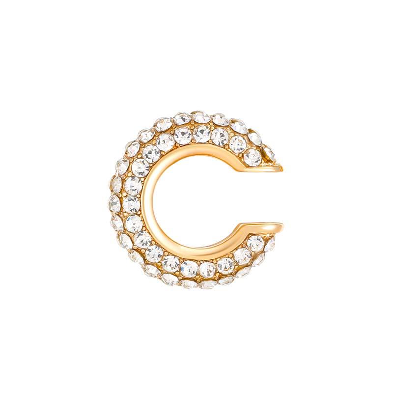 1 Stück Goldfarbene C-Form Runde Knorpel-Clip-Ohrringe Für Damen Luxus Kristall Falsch Ohne Loch Geometrischer Ohr-Manschette Schmuck