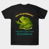 Asian Size Men Black Print T-shirt No Problemo Frog — Narrator Voice: It Was All Problemo No-Cut Print Cotton Tshirt