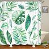 3D Printed Green Tropical Plants Shower Curtains Bathroom Waterproof Polyester Leaves Bath Curtain Shower Curtain Bath Screen