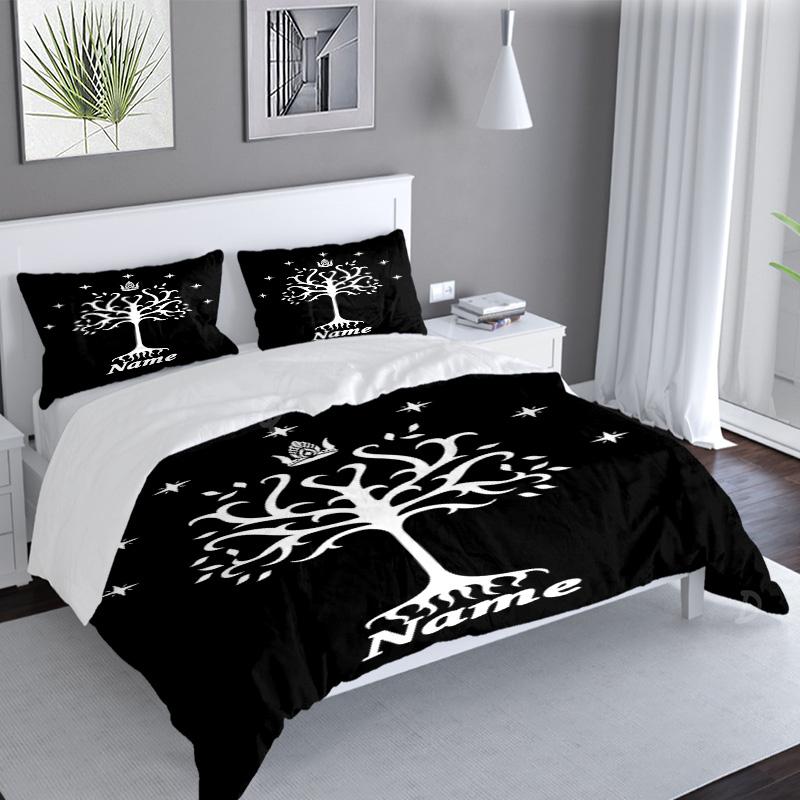 3PCS Custom Name Lord Rings5 Bedding Set Printed Duvet Cover Closure Includes 1 Duvet Cover & 2 Pillowcases for All Seasons Bedroom Decor