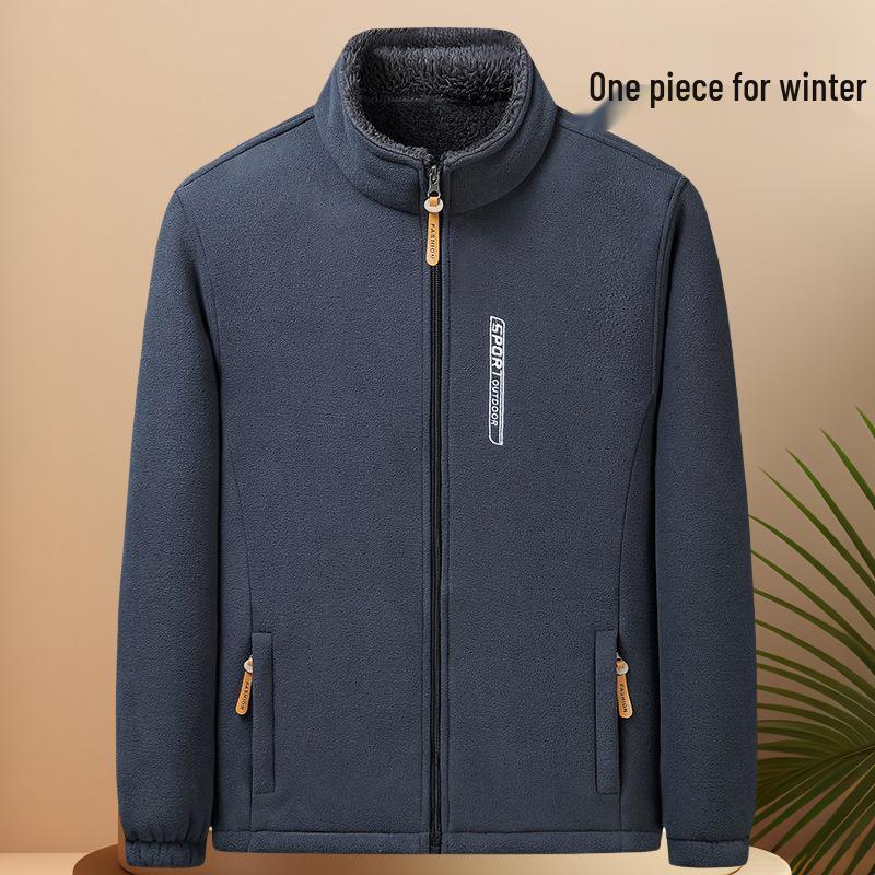 Men's Double-Sided Fleece Windbreaker Hoodie for Autumn/Winter