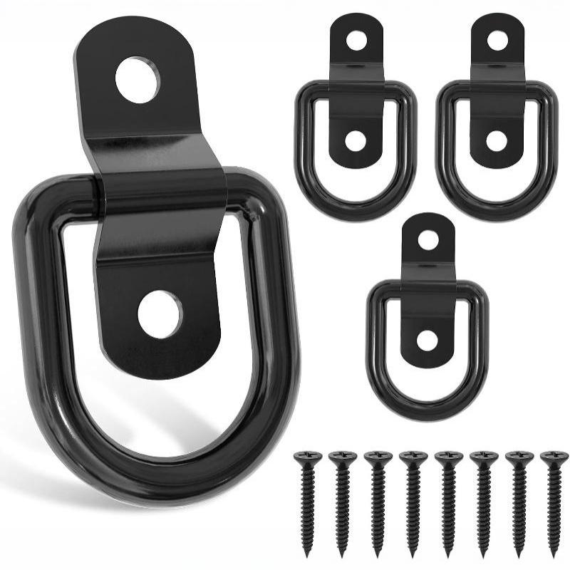 Heavy Gauge Metal D Ring Tie Mounts 1 Set with Screws for Trailer Cargo Securing RV Awning Accessory Fastening Use